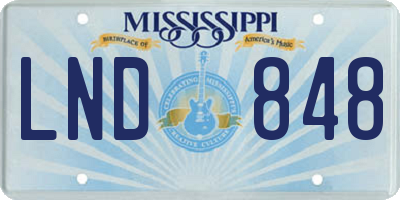 MS license plate LND848