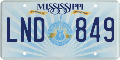 MS license plate LND849