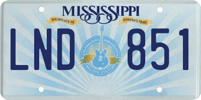 MS license plate LND851
