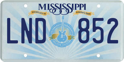 MS license plate LND852
