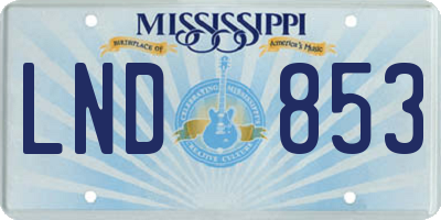MS license plate LND853