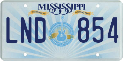 MS license plate LND854