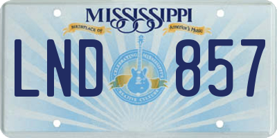 MS license plate LND857