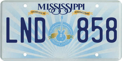 MS license plate LND858