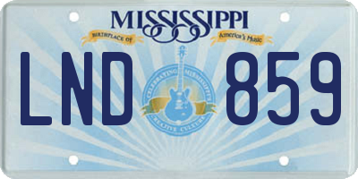 MS license plate LND859