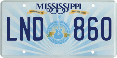 MS license plate LND860