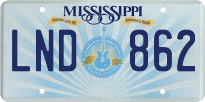MS license plate LND862