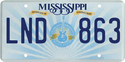 MS license plate LND863