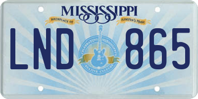 MS license plate LND865