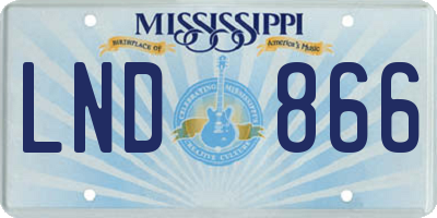 MS license plate LND866