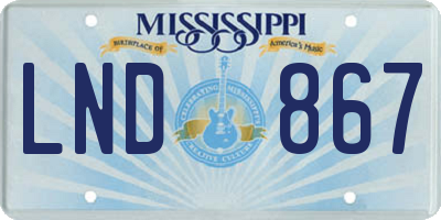 MS license plate LND867