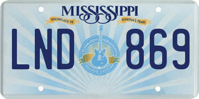 MS license plate LND869