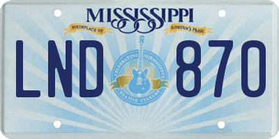 MS license plate LND870