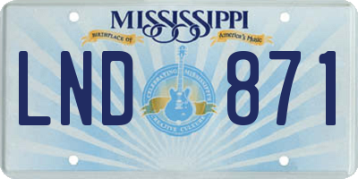 MS license plate LND871