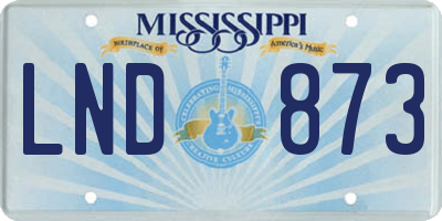 MS license plate LND873
