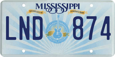 MS license plate LND874