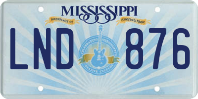 MS license plate LND876