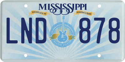 MS license plate LND878