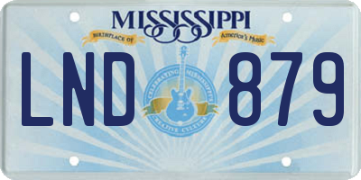 MS license plate LND879