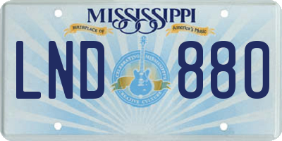 MS license plate LND880