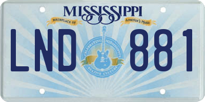 MS license plate LND881