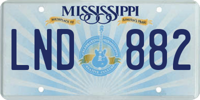 MS license plate LND882