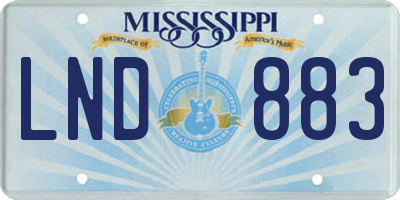 MS license plate LND883