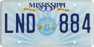 MS license plate LND884