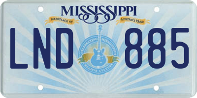 MS license plate LND885