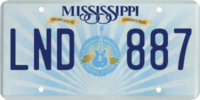 MS license plate LND887