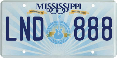 MS license plate LND888