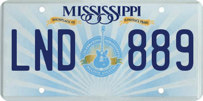 MS license plate LND889