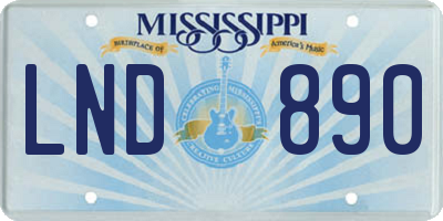 MS license plate LND890
