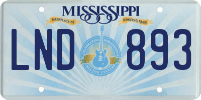 MS license plate LND893