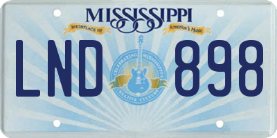 MS license plate LND898