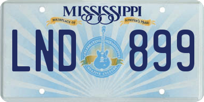 MS license plate LND899