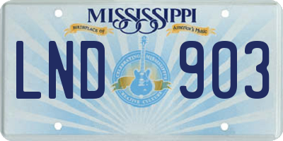 MS license plate LND903