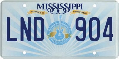MS license plate LND904