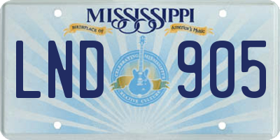 MS license plate LND905