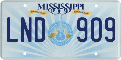 MS license plate LND909