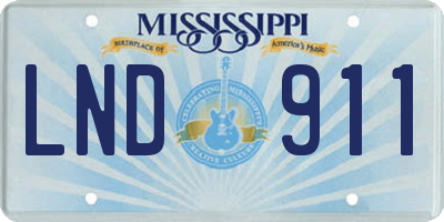 MS license plate LND911