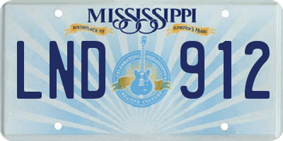 MS license plate LND912