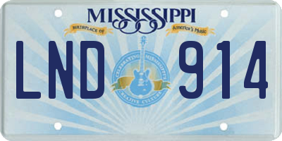 MS license plate LND914