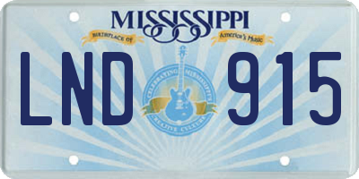 MS license plate LND915