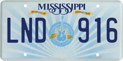 MS license plate LND916