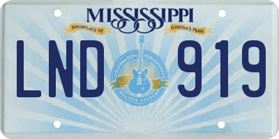 MS license plate LND919