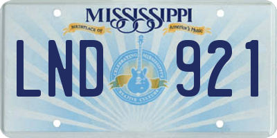 MS license plate LND921