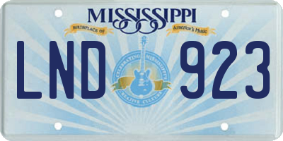 MS license plate LND923