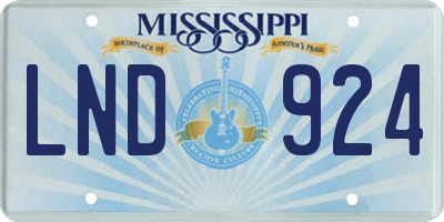 MS license plate LND924