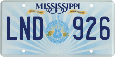 MS license plate LND926
